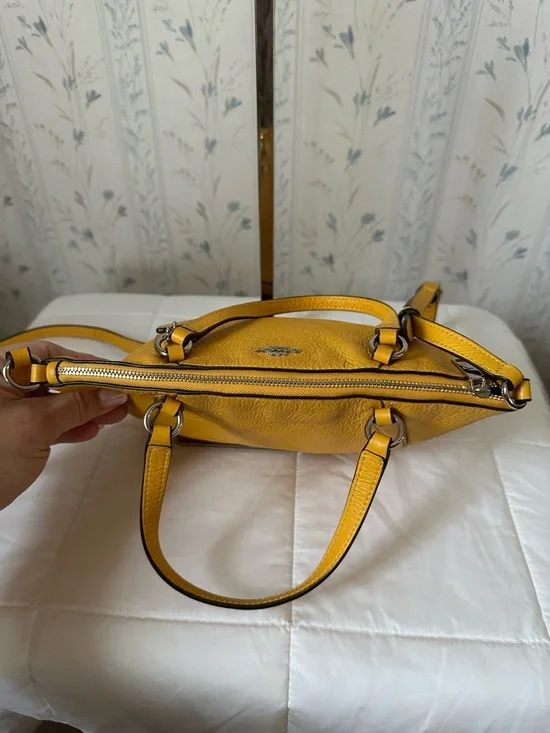 Coach Yellow Pebbled Leather Satchel - Picture 6 of 15
